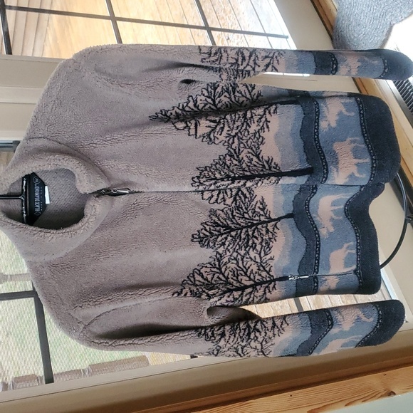 Black Diamond Vintage Fleece Full Zip Sz M Jacket with Nature Print. Made In USA - Picture 4 of 10